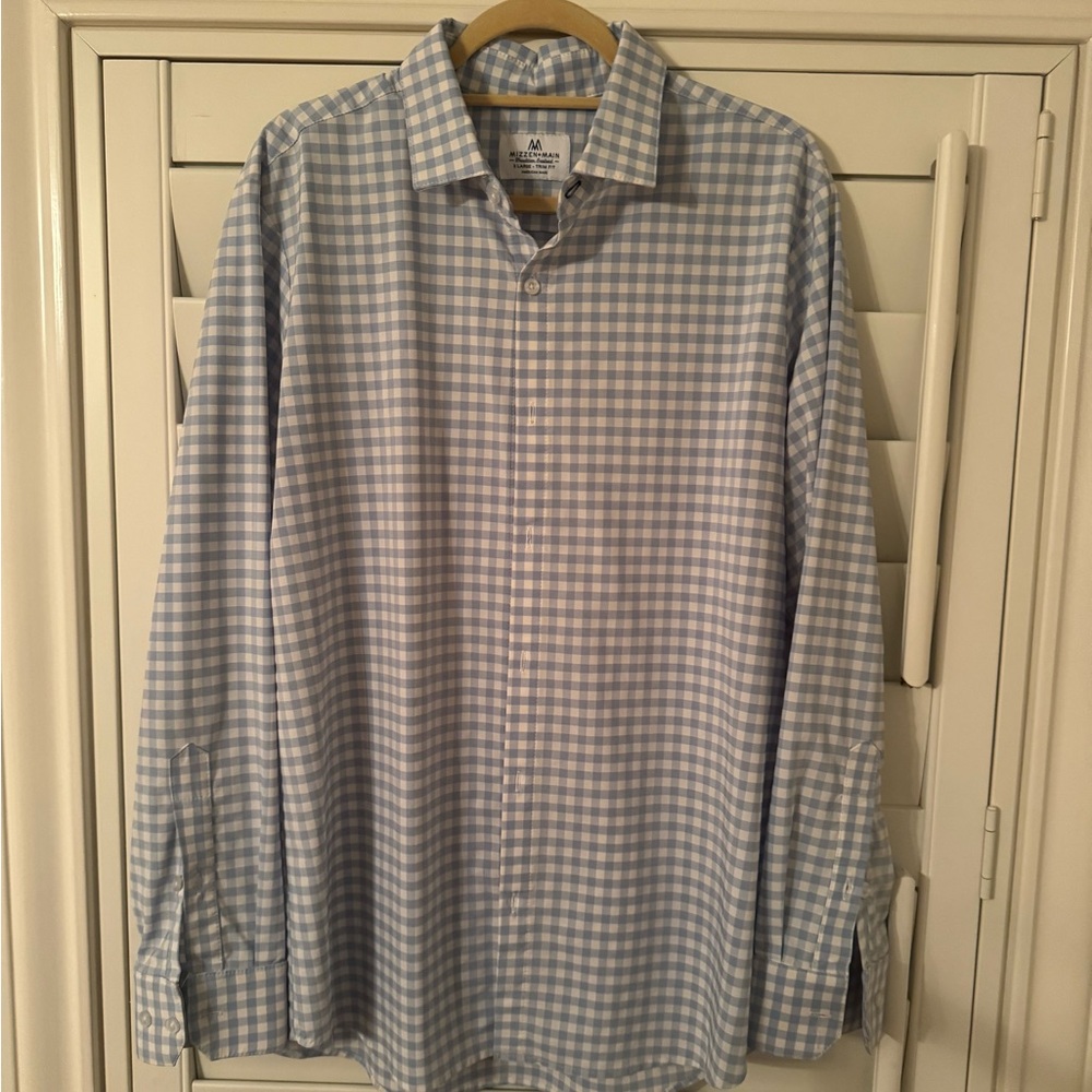 Mizzen+Main Light Blue Gingham Shirt